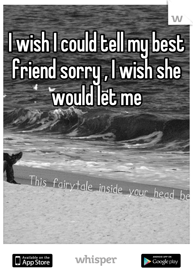 I wish I could tell my best friend sorry , I wish she would let me