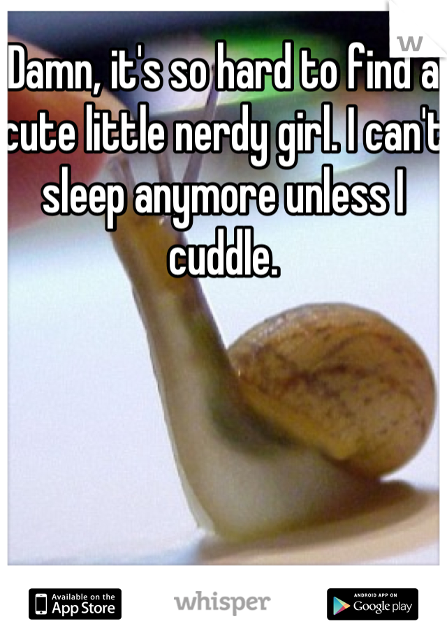 Damn, it's so hard to find a cute little nerdy girl. I can't sleep anymore unless I cuddle.