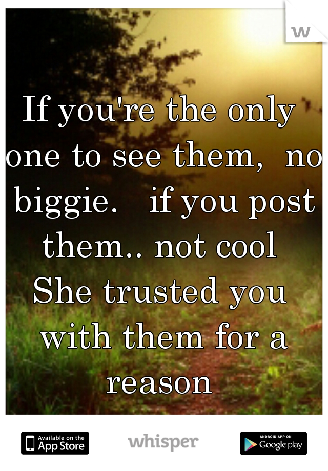 If you're the only one to see them,  no biggie.   if you post them.. not cool 
She trusted you with them for a reason 