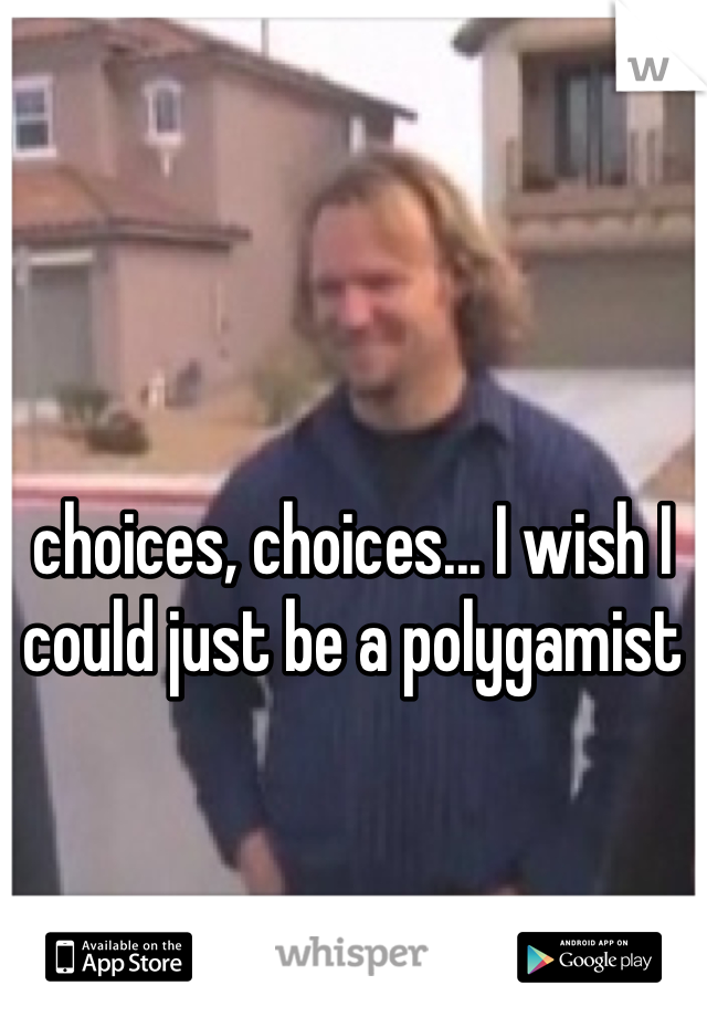 choices, choices... I wish I could just be a polygamist 
