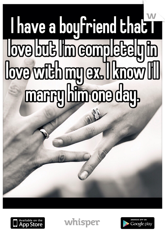 I have a boyfriend that I love but I'm completely in love with my ex. I know I'll marry him one day. 
