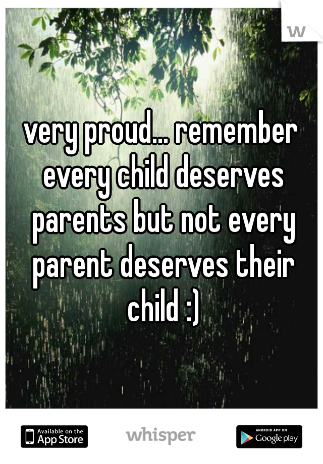 very proud... remember every child deserves parents but not every parent deserves their child :)