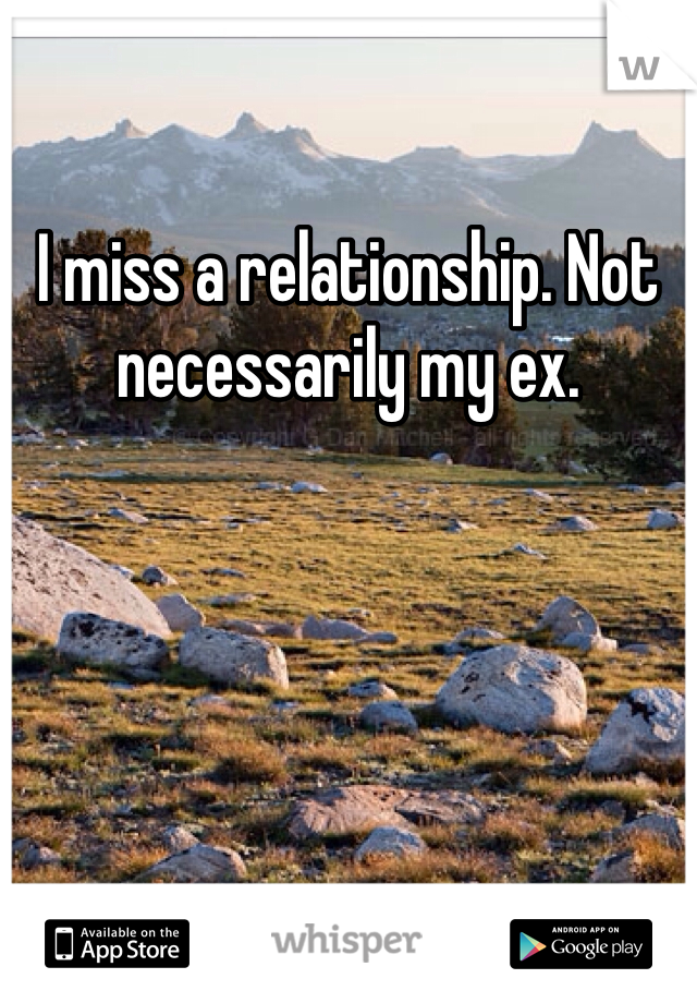 I miss a relationship. Not necessarily my ex. 