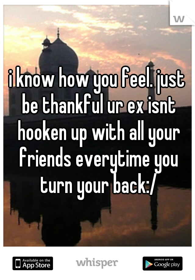i know how you feel. just be thankful ur ex isnt hooken up with all your friends everytime you turn your back:/