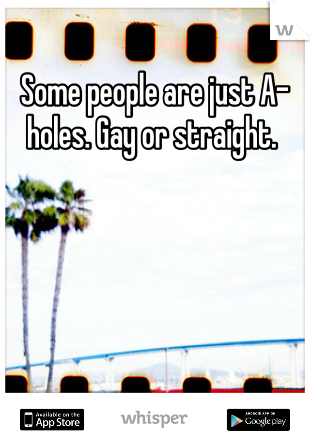 Some people are just A-holes. Gay or straight. 