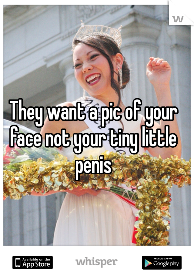 They want a pic of your face not your tiny little penis