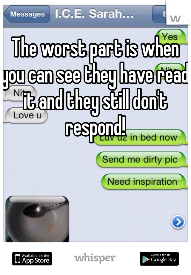 The worst part is when you can see they have read it and they still don't respond! 