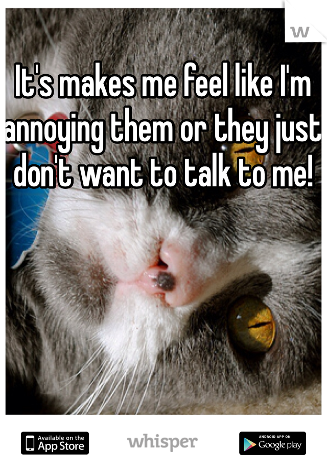 It's makes me feel like I'm annoying them or they just don't want to talk to me!