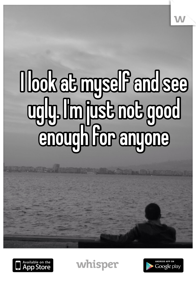 I look at myself and see ugly. I'm just not good enough for anyone 