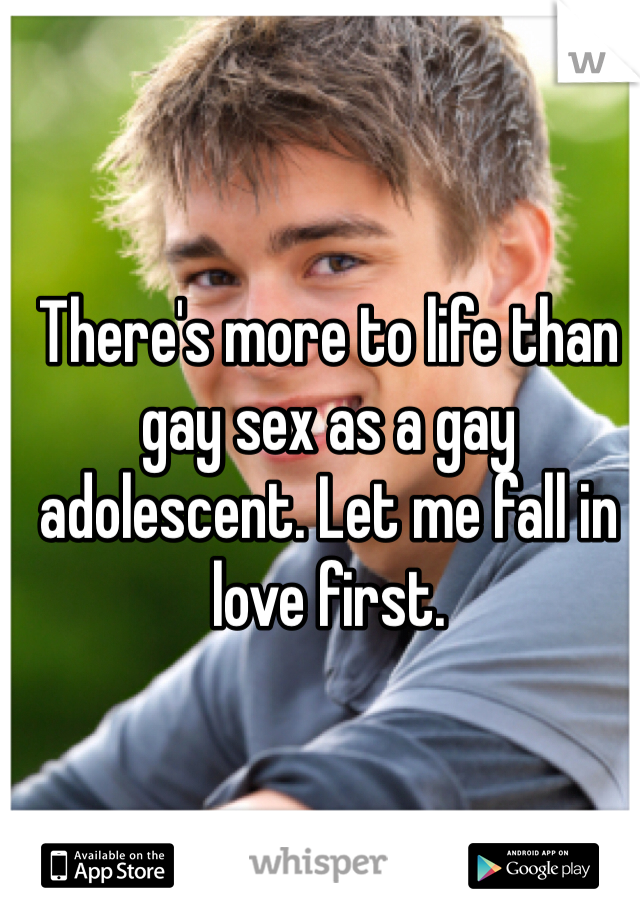 There's more to life than gay sex as a gay adolescent. Let me fall in love first. 