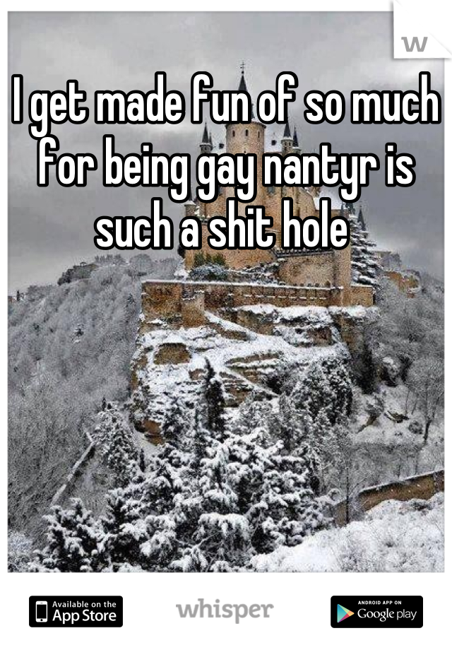 I get made fun of so much for being gay nantyr is such a shit hole 