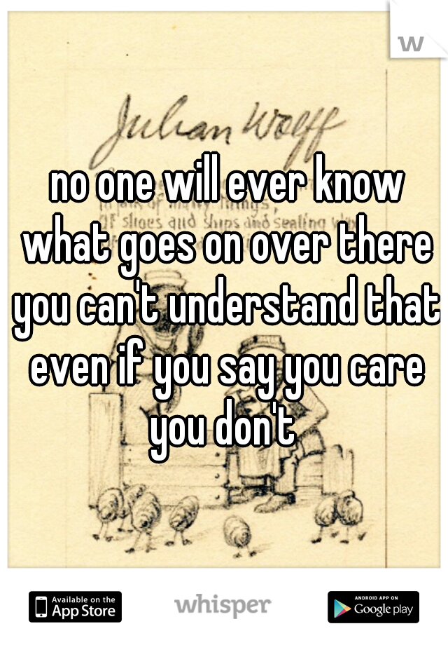  no one will ever know what goes on over there you can't understand that even if you say you care you don't 