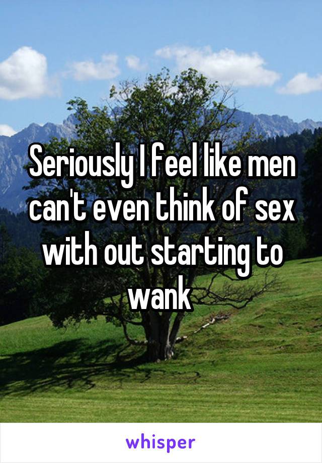 Seriously I feel like men can't even think of sex with out starting to wank 