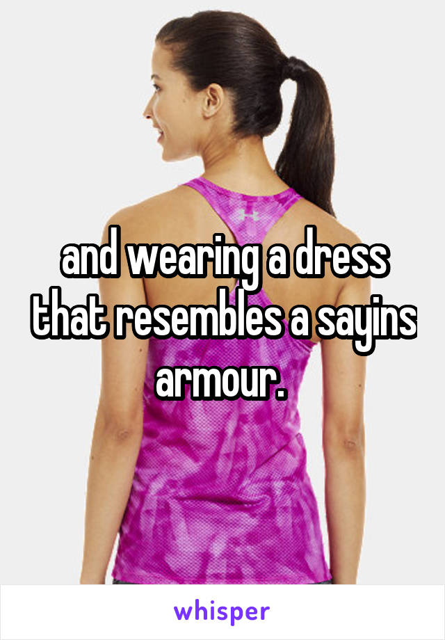 and wearing a dress that resembles a sayins armour. 