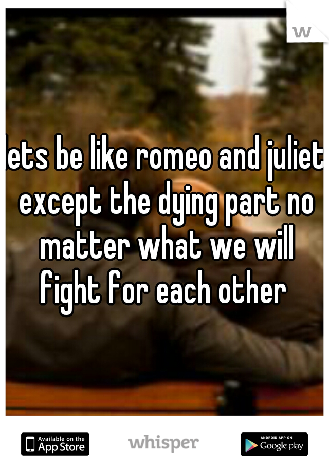 lets be like romeo and juliet except the dying part no matter what we will fight for each other 