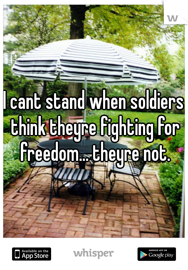 I cant stand when soldiers think theyre fighting for freedom... theyre not.