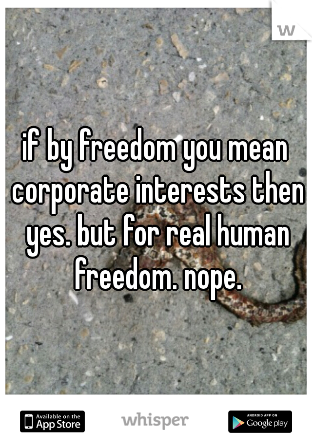 if by freedom you mean corporate interests then yes. but for real human freedom. nope.