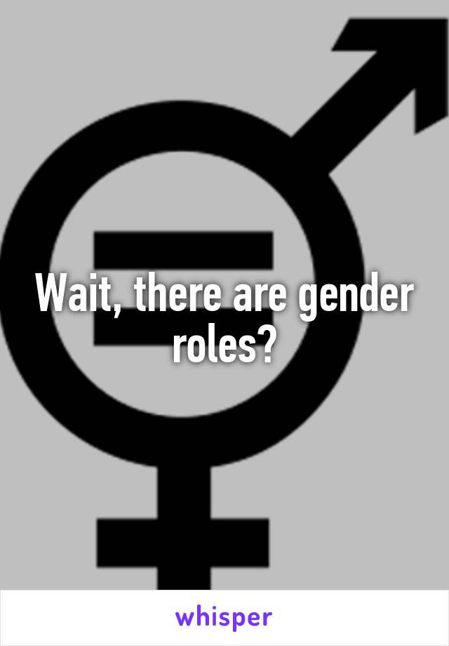 Wait, there are gender roles?