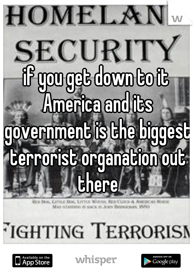 if you get down to it America and its government is the biggest terrorist organation out there