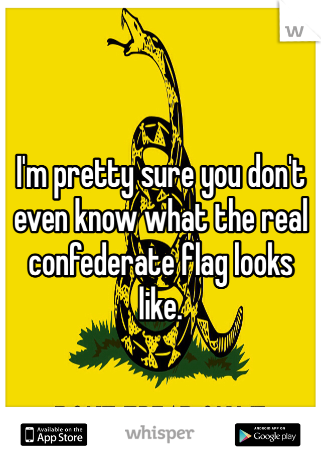 I'm pretty sure you don't even know what the real confederate flag looks like. 