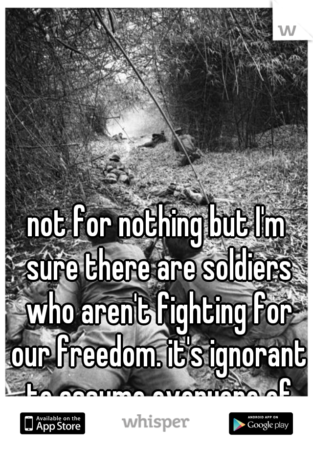 not for nothing but I'm sure there are soldiers who aren't fighting for our freedom. it's ignorant to assume everyone of them is 