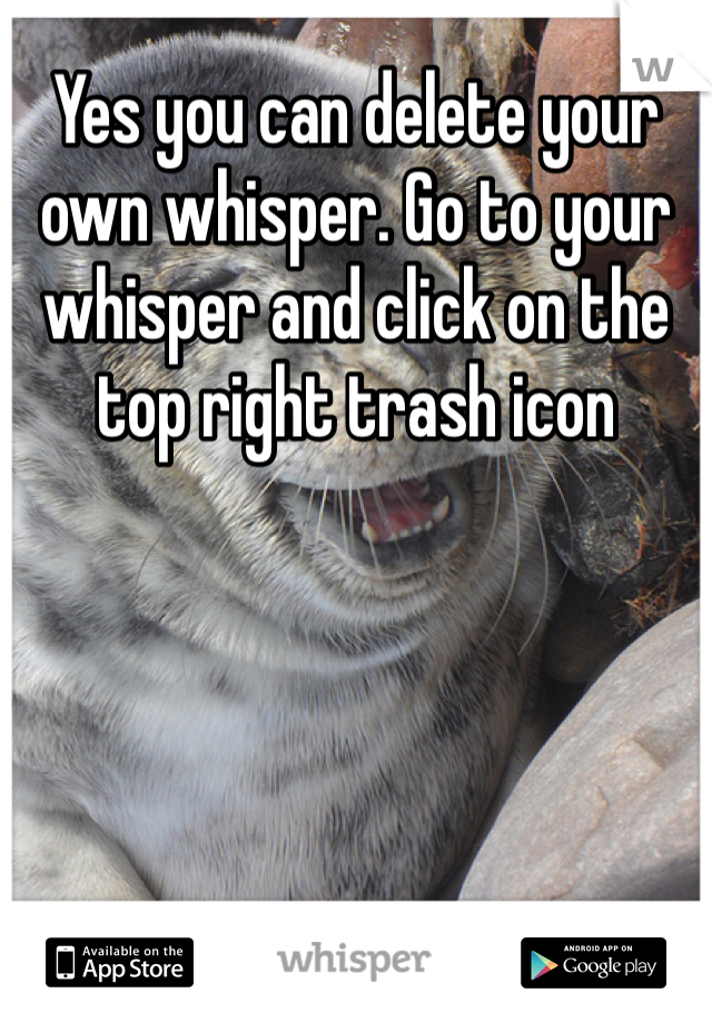 Yes you can delete your own whisper. Go to your whisper and click on the top right trash icon