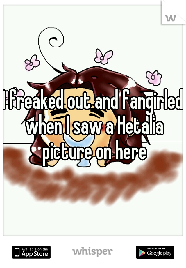 I freaked out and fangirled when I saw a Hetalia picture on here