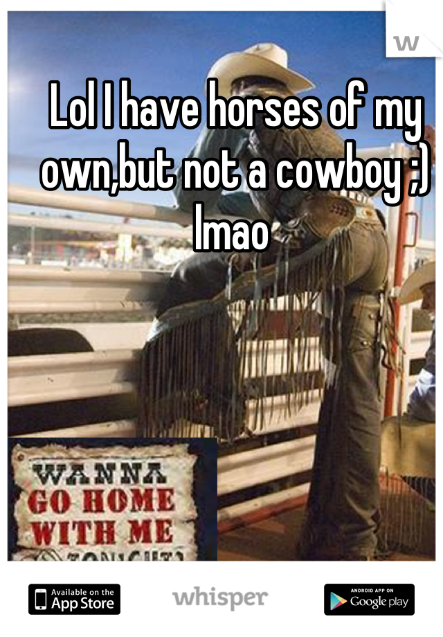 Lol I have horses of my own,but not a cowboy ;) lmao 