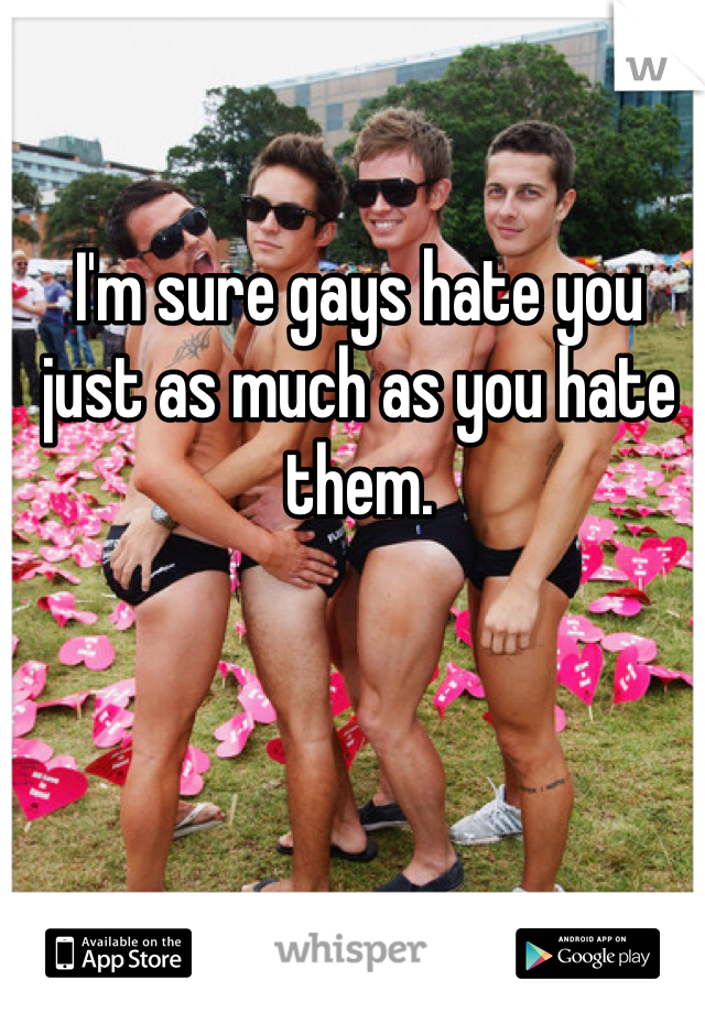 I'm sure gays hate you just as much as you hate them. 