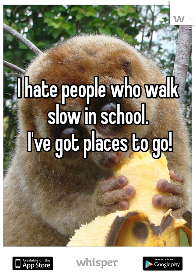 I hate people who walk slow in school.
 I've got places to go!