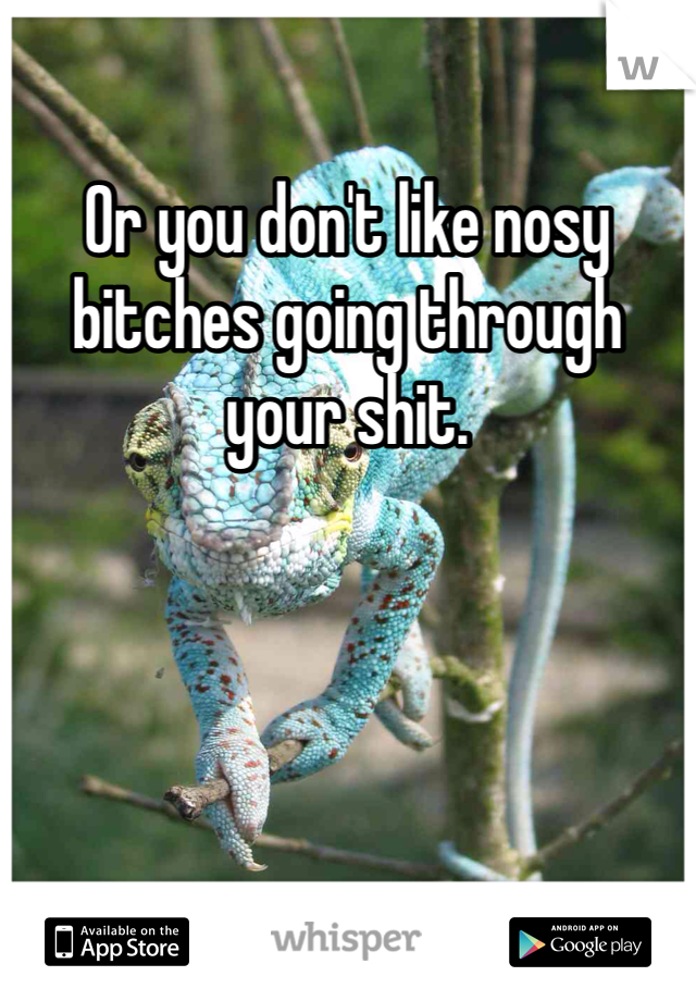 Or you don't like nosy bitches going through your shit. 