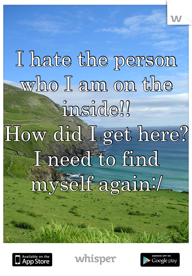 I hate the person who I am on the inside!! 
How did I get here?
I need to find myself again:/