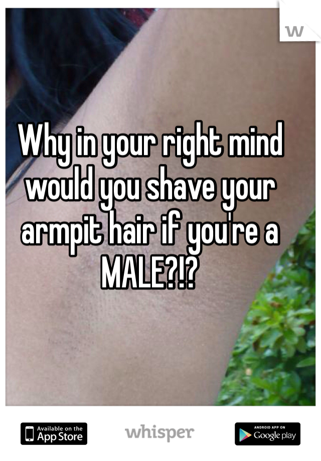 Why in your right mind would you shave your armpit hair if you're a MALE?!? 