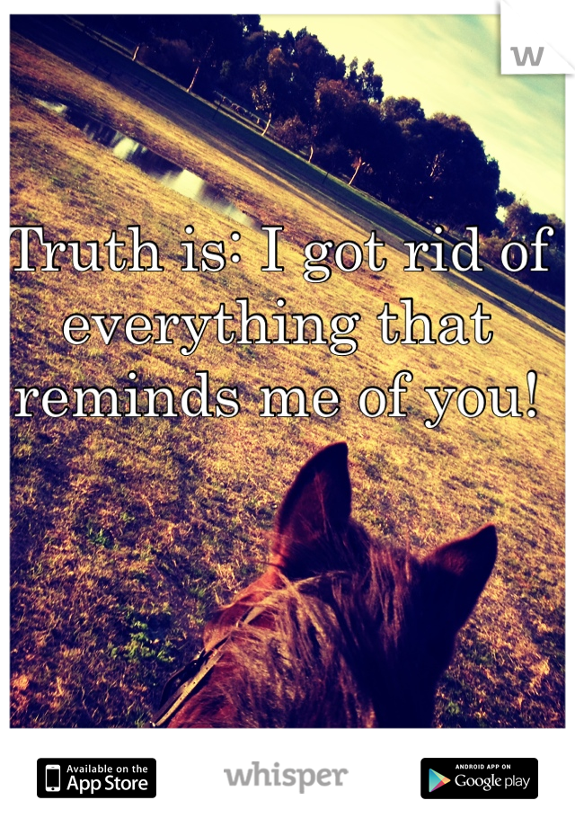 Truth is: I got rid of everything that reminds me of you! 