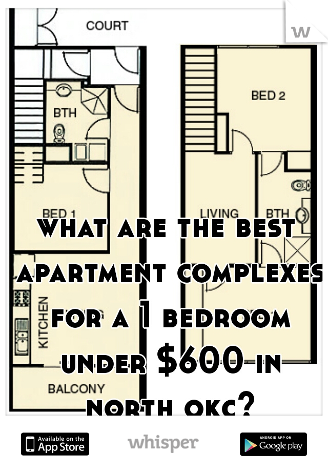 what are the best apartment complexes for a 1 bedroom under $600 in north okc?