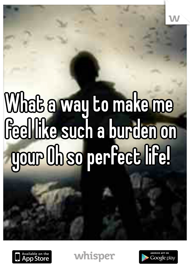 What a way to make me feel like such a burden on your Oh so perfect life!