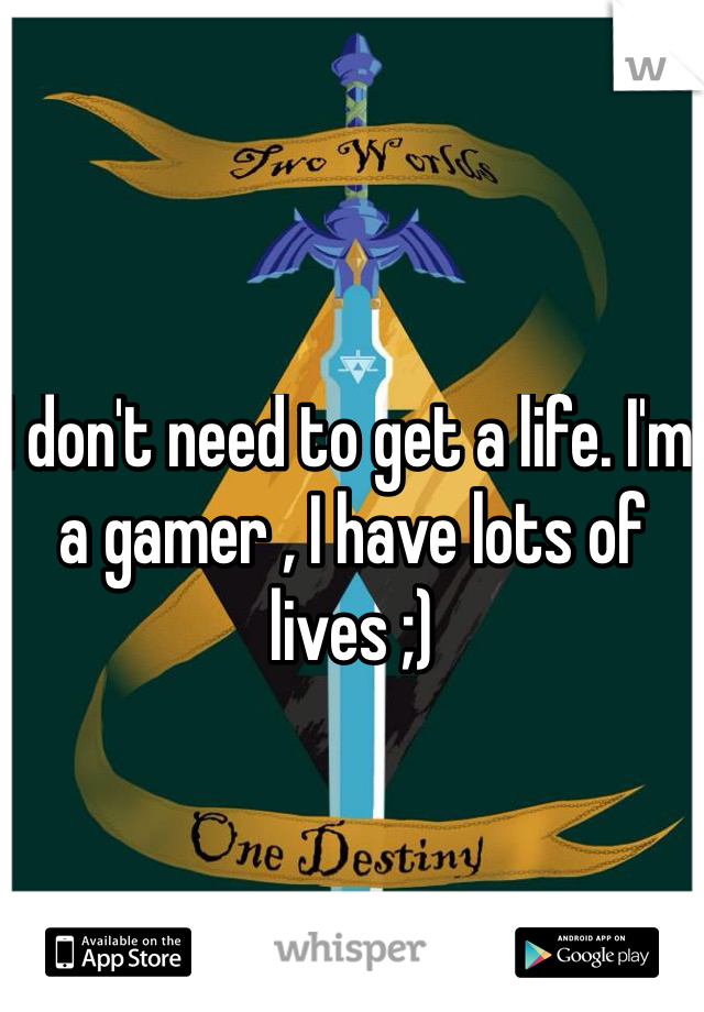 I don't need to get a life. I'm a gamer , I have lots of lives ;) 