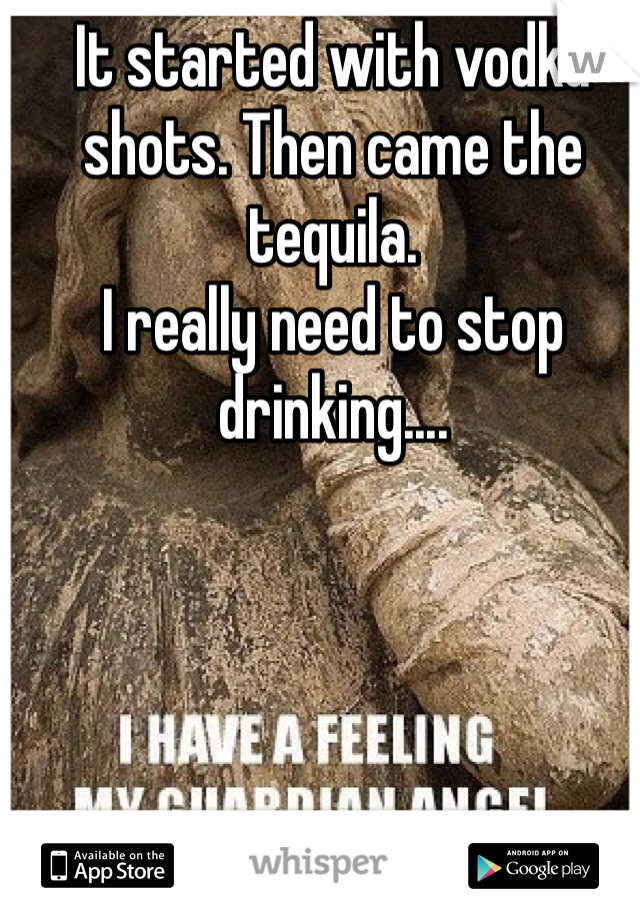 It started with vodka shots. Then came the tequila.
I really need to stop drinking....