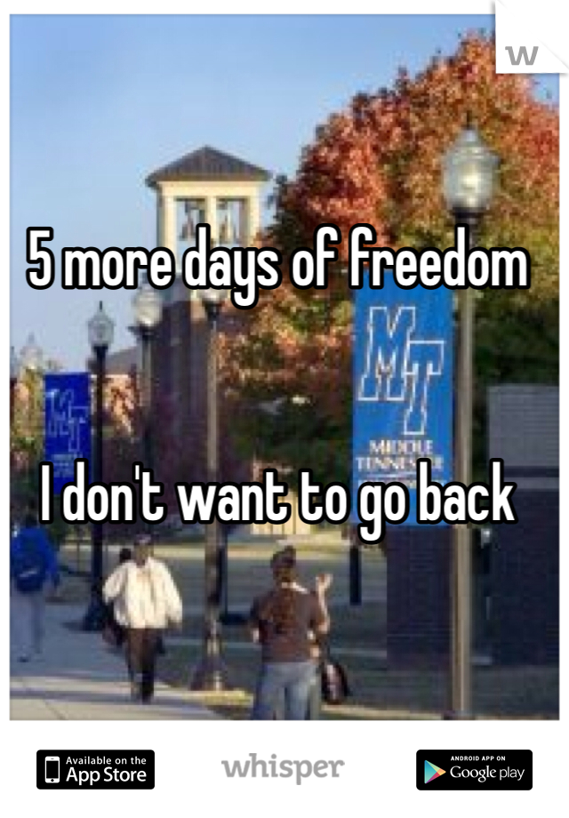 5 more days of freedom


I don't want to go back
