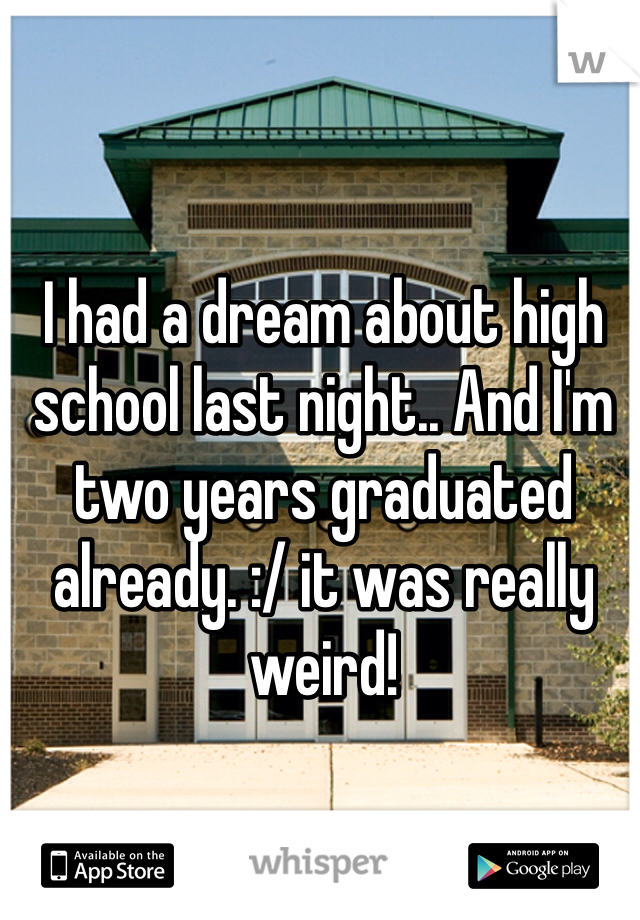 I had a dream about high school last night.. And I'm two years graduated already. :/ it was really weird!