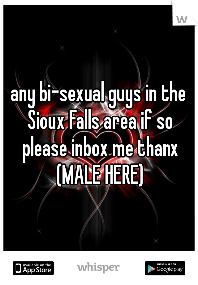 any bi-sexual guys in the Sioux Falls area if so please inbox me thanx (MALE HERE)