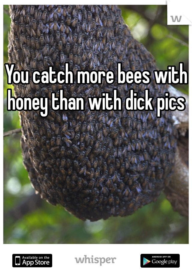 You catch more bees with honey than with dick pics