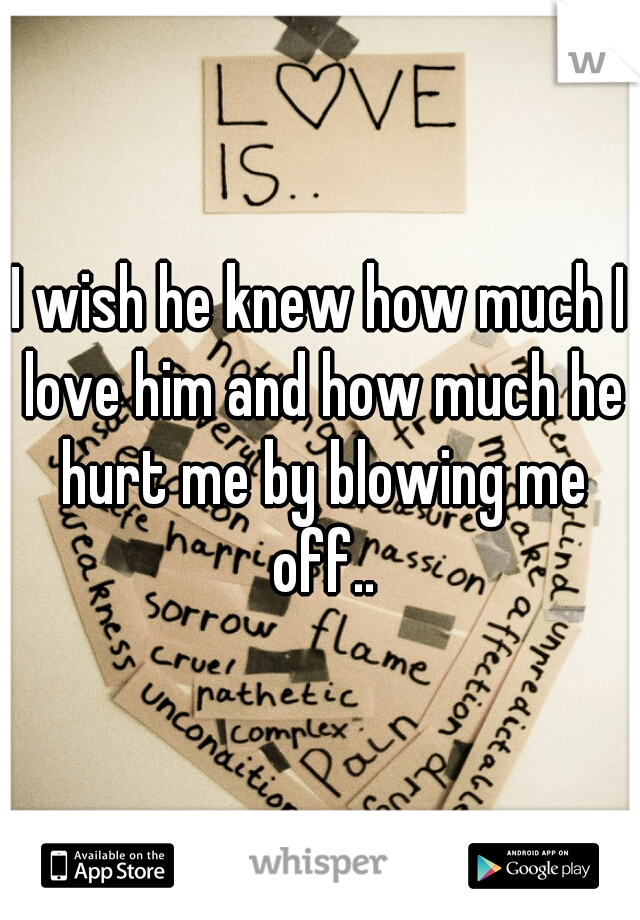 I wish he knew how much I love him and how much he hurt me by blowing me off..