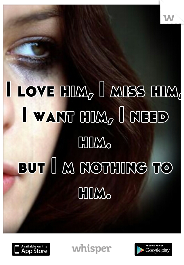 I love him, I miss him, I want him, I need him. 
but I m nothing to him.