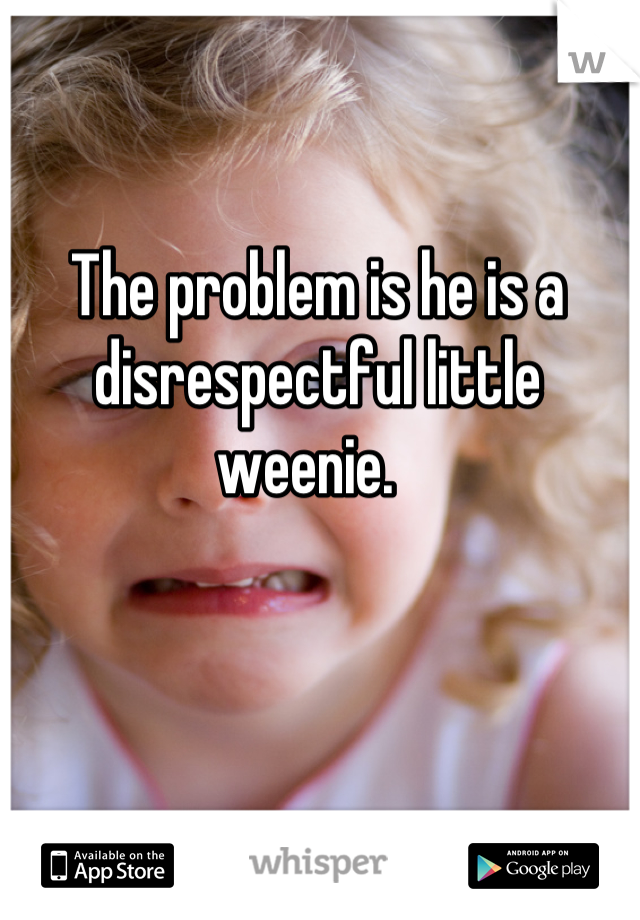 The problem is he is a disrespectful little weenie.  