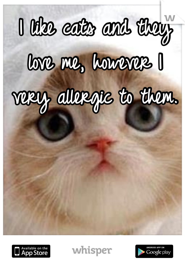 I like cats and they love me, however I  very allergic to them.