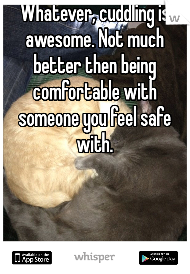 Whatever, cuddling is awesome. Not much better then being comfortable with someone you feel safe with. 