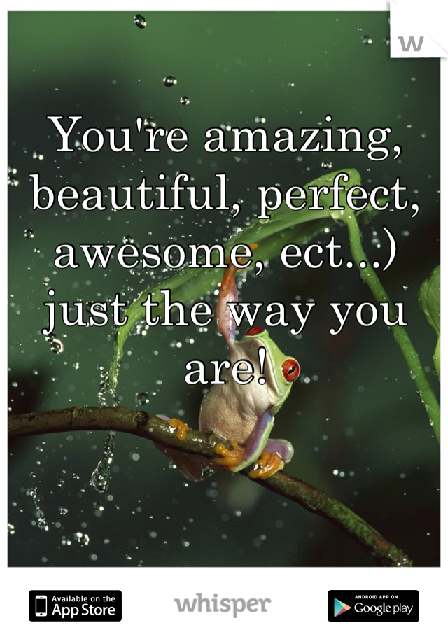 You're amazing, beautiful, perfect, awesome, ect...) just the way you are!