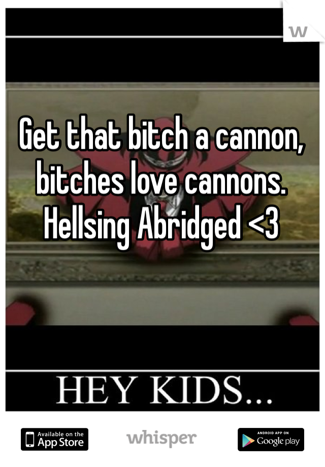 Get that bitch a cannon, bitches love cannons. Hellsing Abridged <3