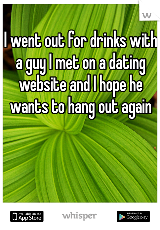 I went out for drinks with a guy I met on a dating website and I hope he wants to hang out again 